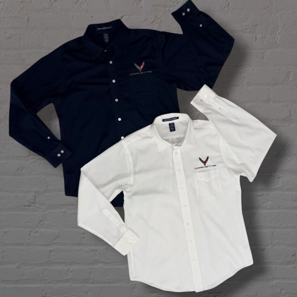 Corvette Embroidered Button-Down Shirts (2-Pack) Devon & Jones Stretch Medium
